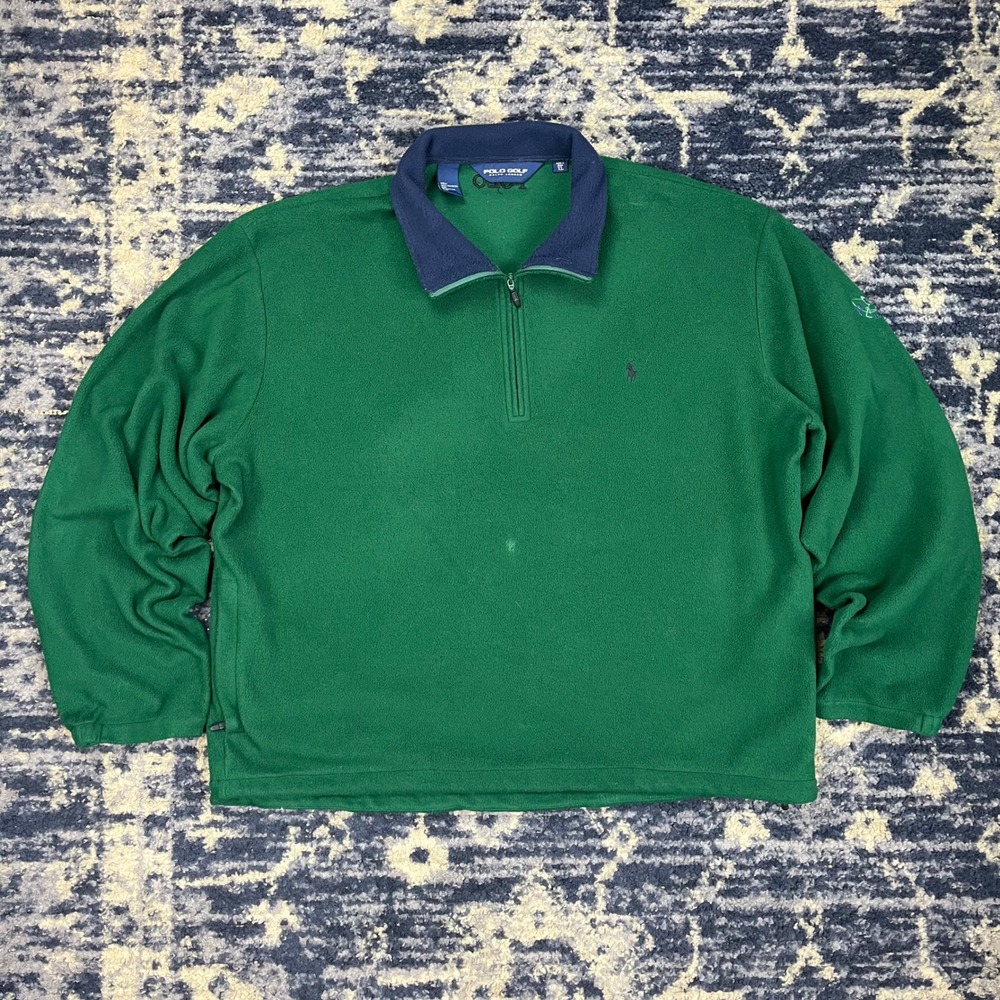 Polo Golf Ralph Lauren Green Fleece Quarter Zip Rockaway Hunting Club Mens XL